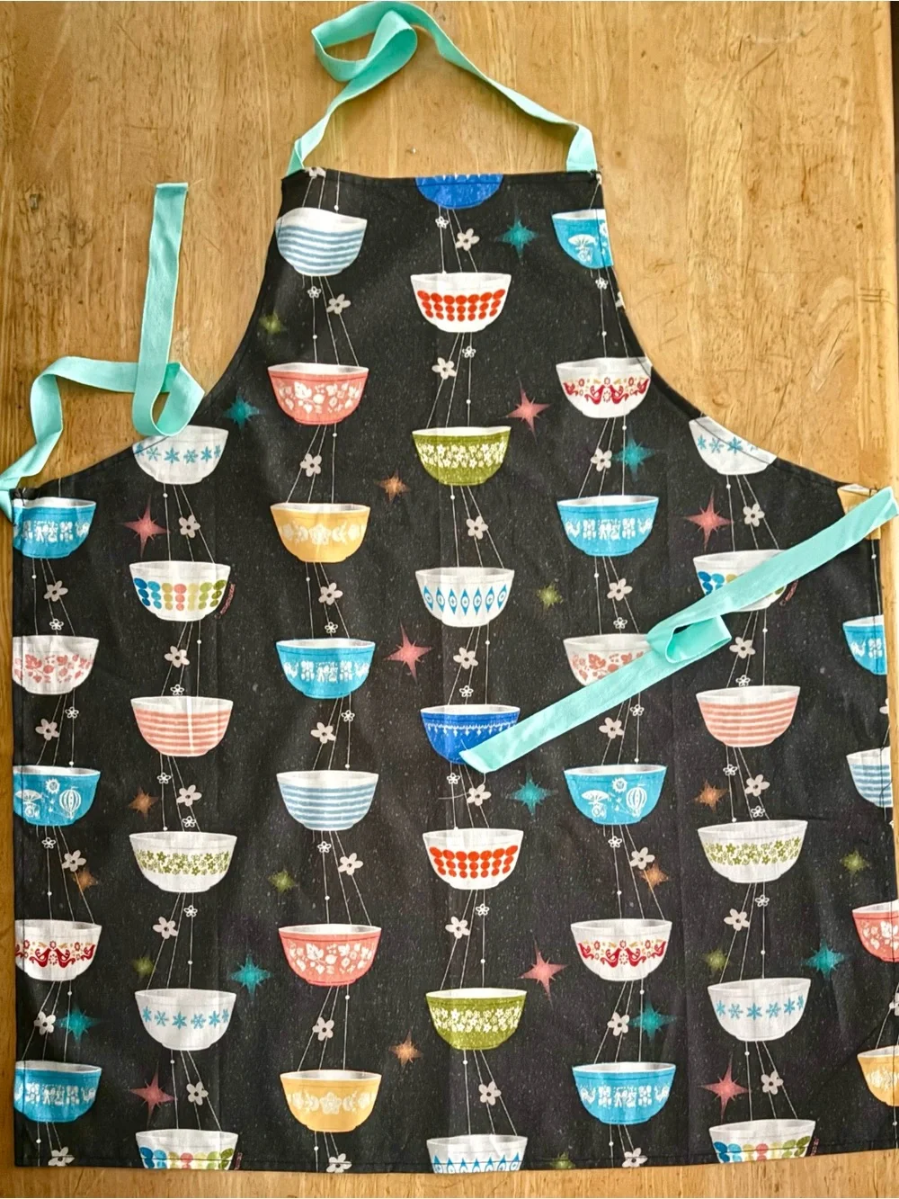 Apron new vintage Pyrex bowls pattern bespoke fabric design by me
